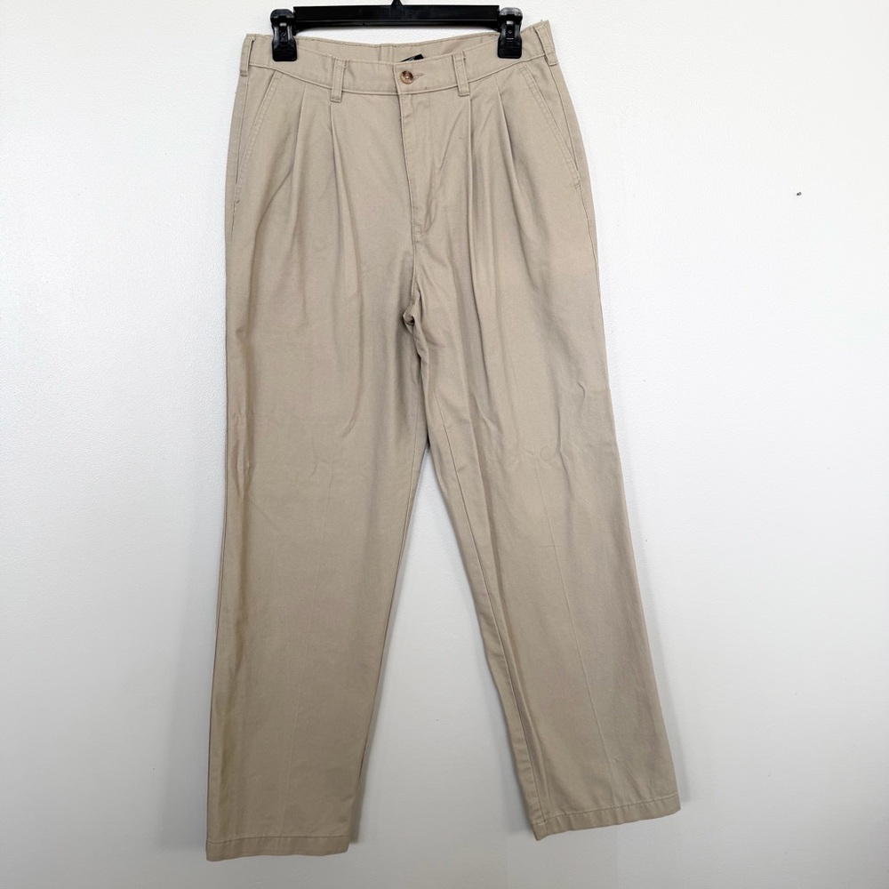 George Tag 30x32 Fits 29x30 Pleated Chino Pants Mens Barley Beige Dress‎ Khakis